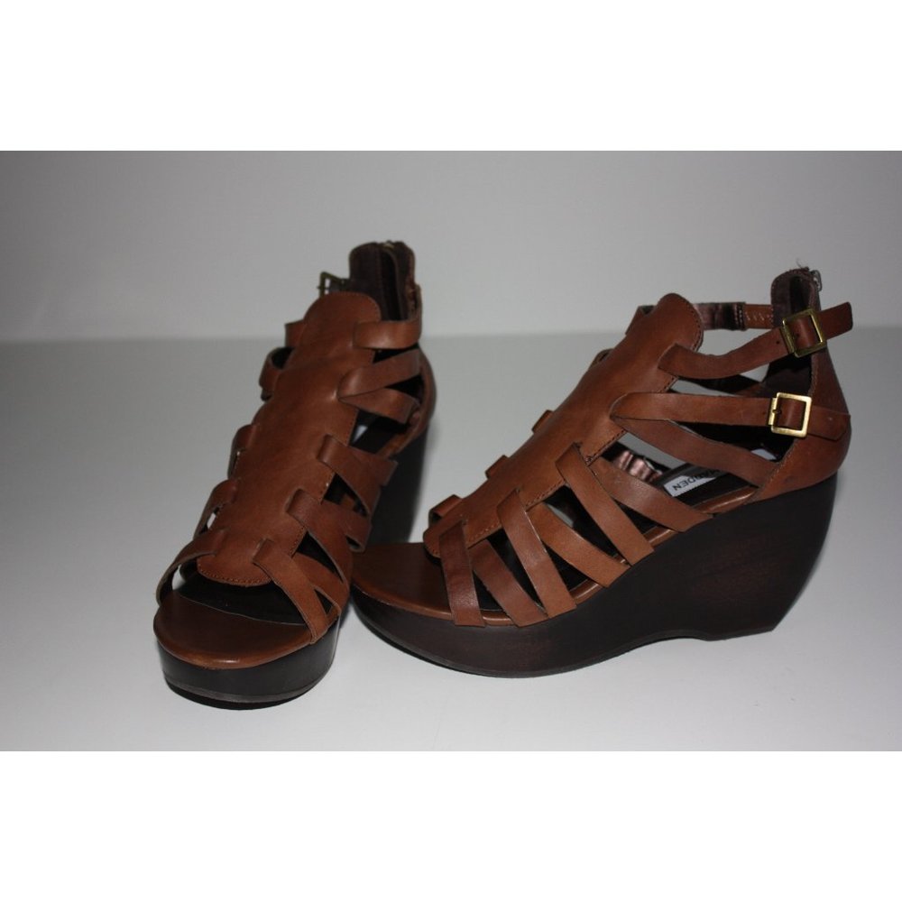 Steve Madden Brown Leather Fisherman Wedge Sandal